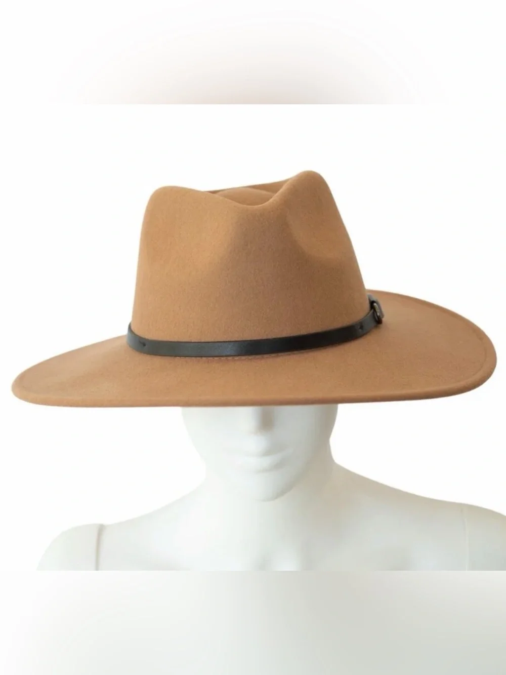Ruggine Brown Brim Wool Hat in Tan with Black Band
